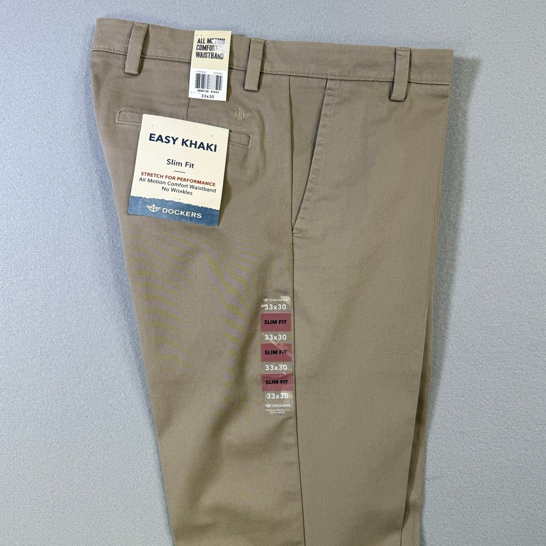 Dockers Men's Easy Slim Fit Khaki Stretch Pants - Timber Wolf 33x30 $66